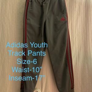 Adidas Kids Gray Joggers with Red Stripes